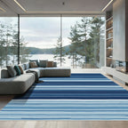 Deep Blue Horizontal Stripes Rug