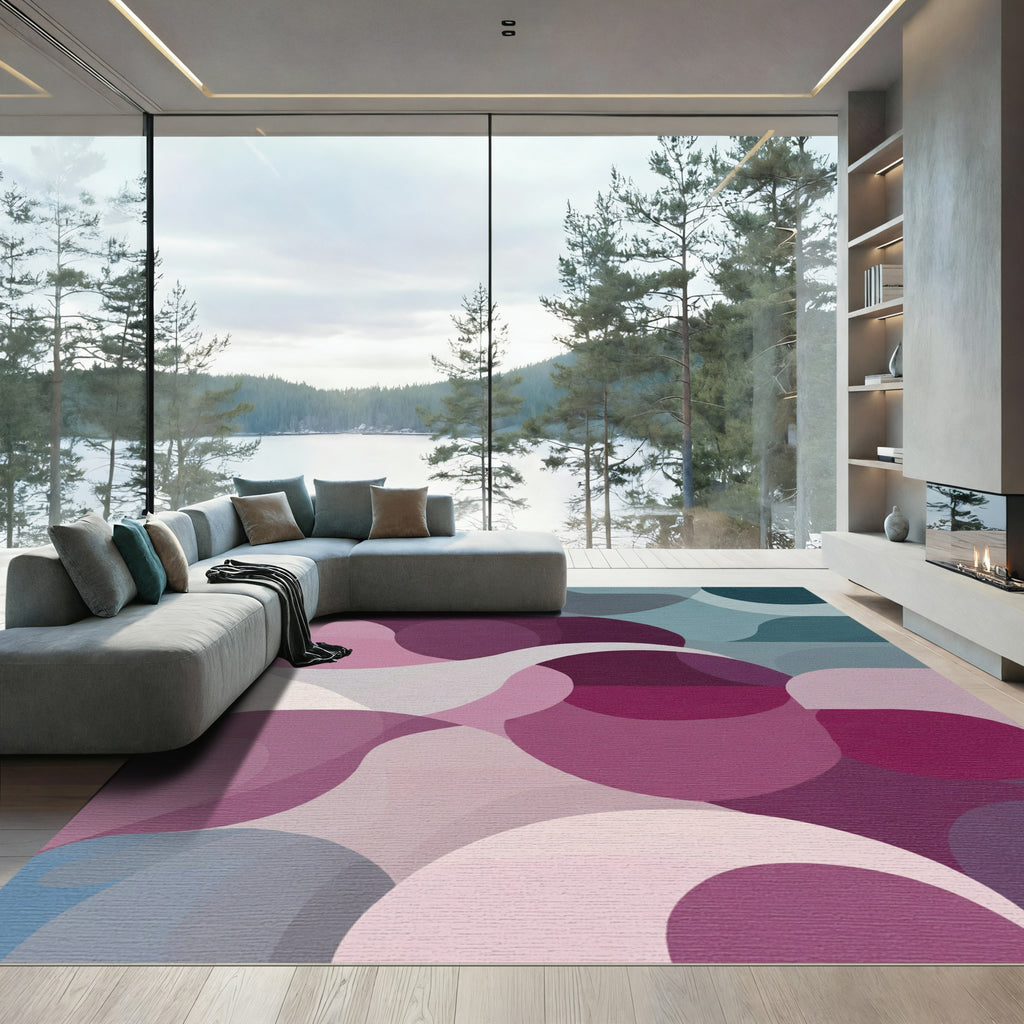 Crimson Purple Abstract Organic Woven Rug