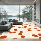 Orange Atomic Structure On Cream Rug