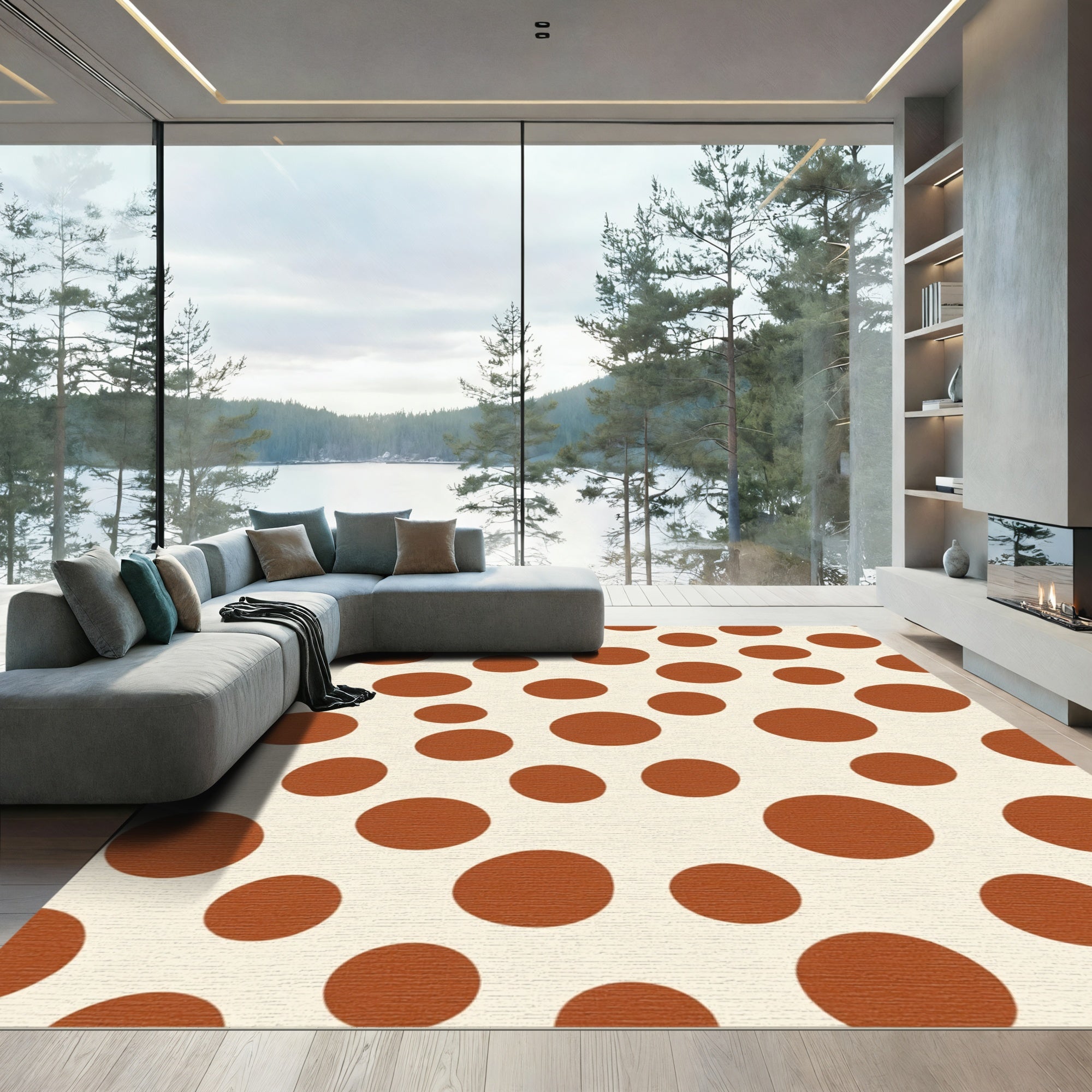 Terracotta Polka Dot Scatter Rug