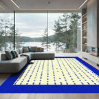 Deep Blue Diamond Dotted Lines Rug