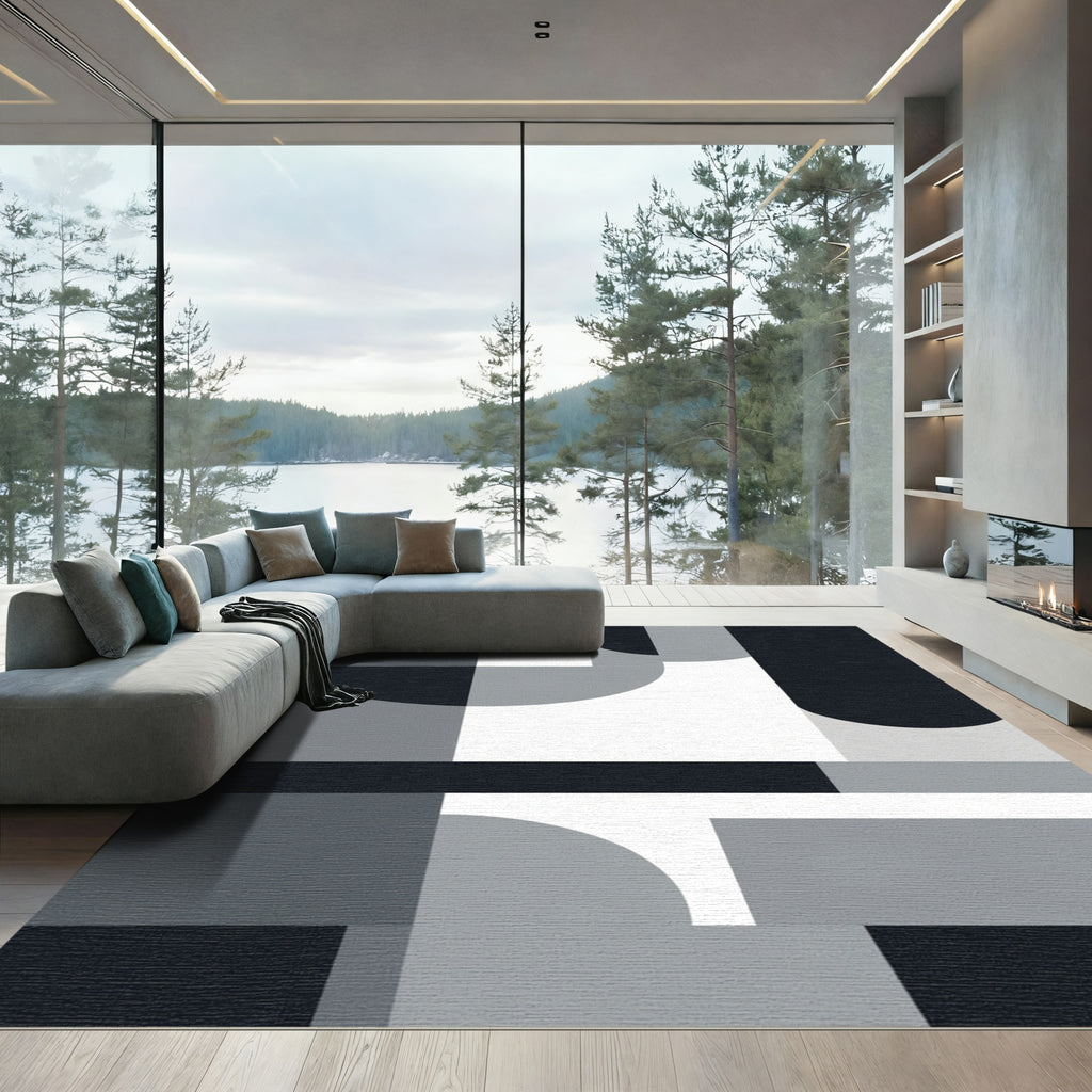 Monochromatic Geometric Shape Assemblage Rug