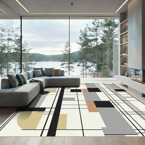 Abstract Geometric Grid blocks Rug