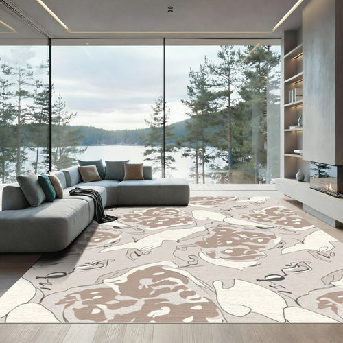 Abstract Beige Organic Flow Rug