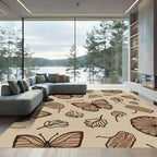 Earthy Butterflies Leaves Medallions Rug