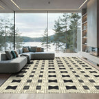 Geometric Black Bow Tie Lattice Rug