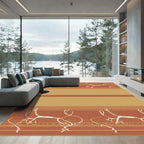 Terracotta Warm Abstract Horse Border Rug