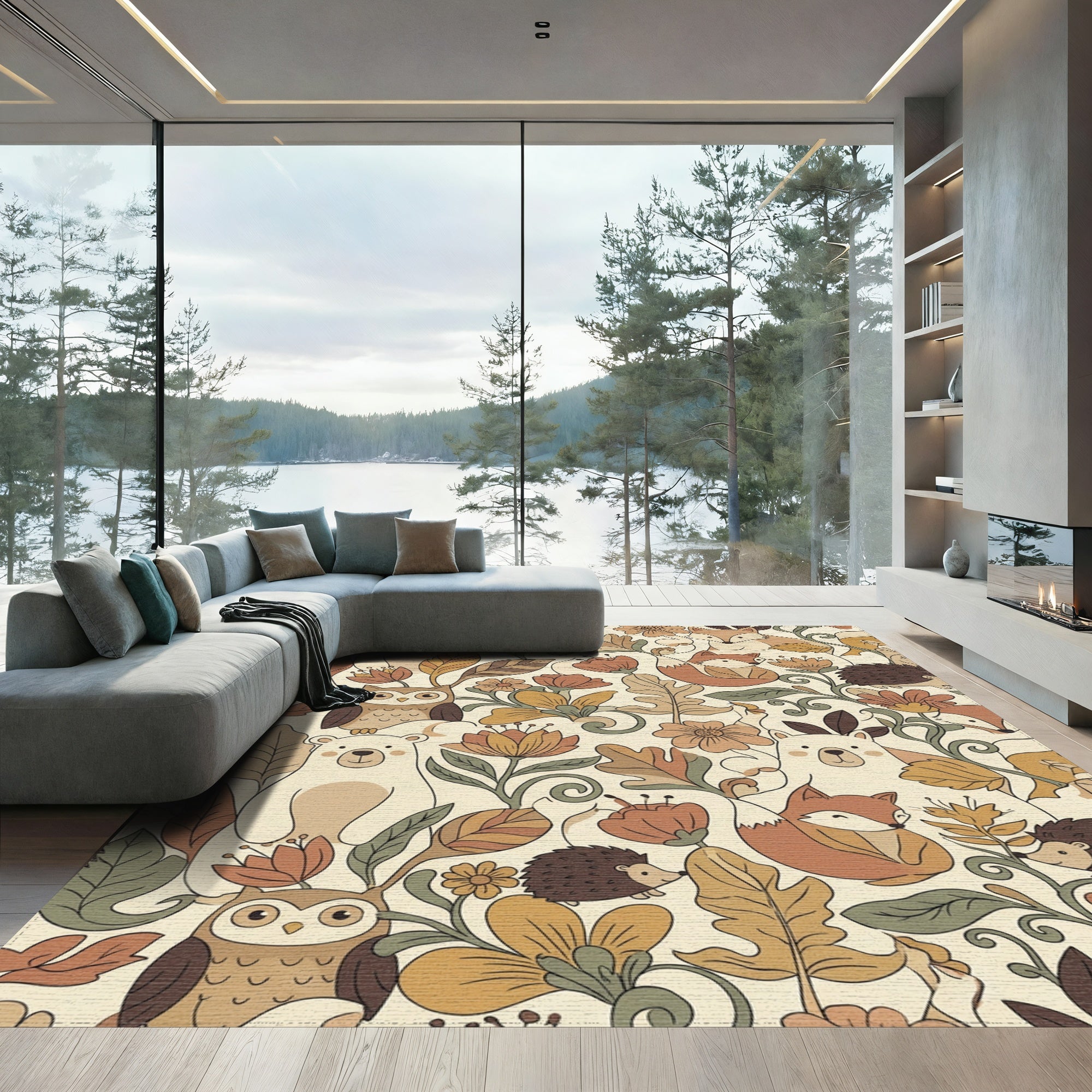 Whimsical Forest Woodland Friends Rug