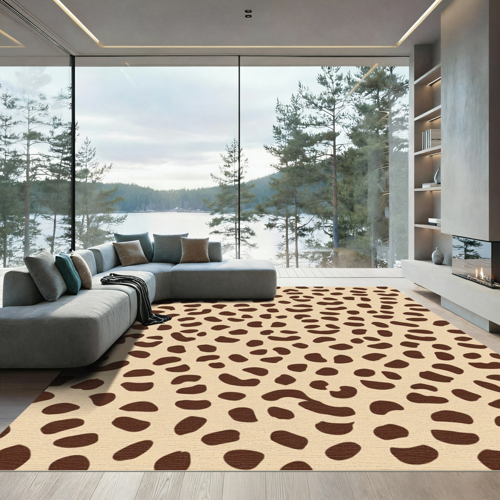 Taupe And Brown Animal Spots Rug