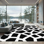 Black White Jagged Network Rug
