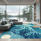 Aqua Jellyfish with Orange Orbs Rug