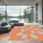 Orange Speckled Oval Collage Rug