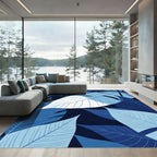 Deep Blue Tropical Foliage Rug