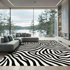 Black Cream Curved Animal Print Rug