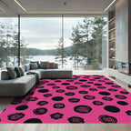 Hot Pink Black Rose Dot Rug