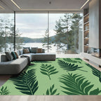 Deep Green Tropical Leaf Medley Rug