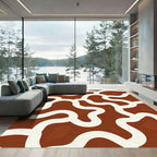 Modern Terracotta Cream Abstract Weave Rug