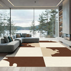 Chocolate Cream Abstract Geo Squares Rug
