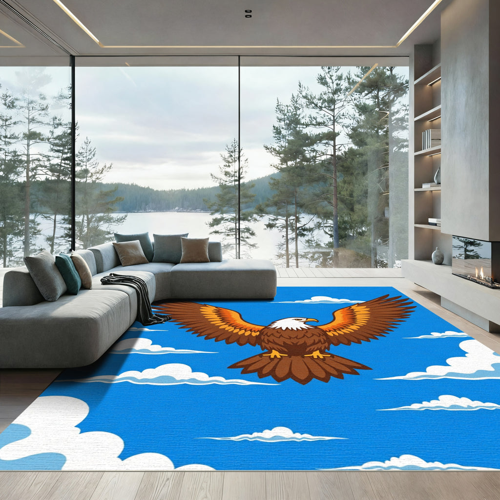 Majestic Eagle Soaring Through Blue Sky Rug