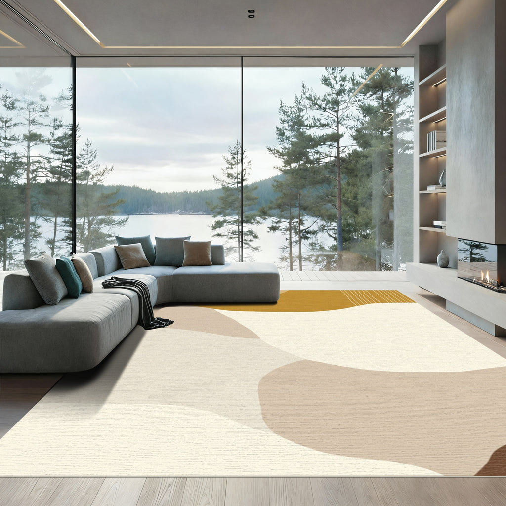 Earthy Abstract Organic Wave Rug