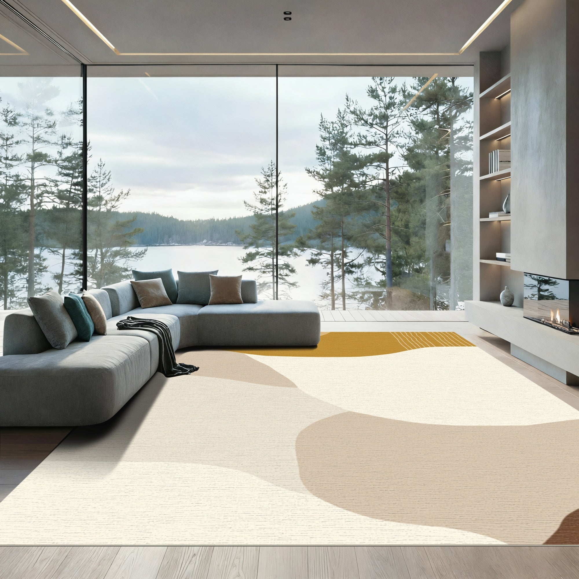 Earthy Abstract Organic Wave Rug