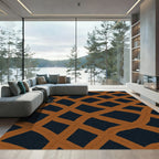 Rustic Brown Woven Grid Rug