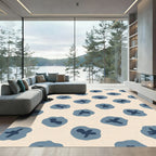Muted Blue Blob Abstract Composition Rug
