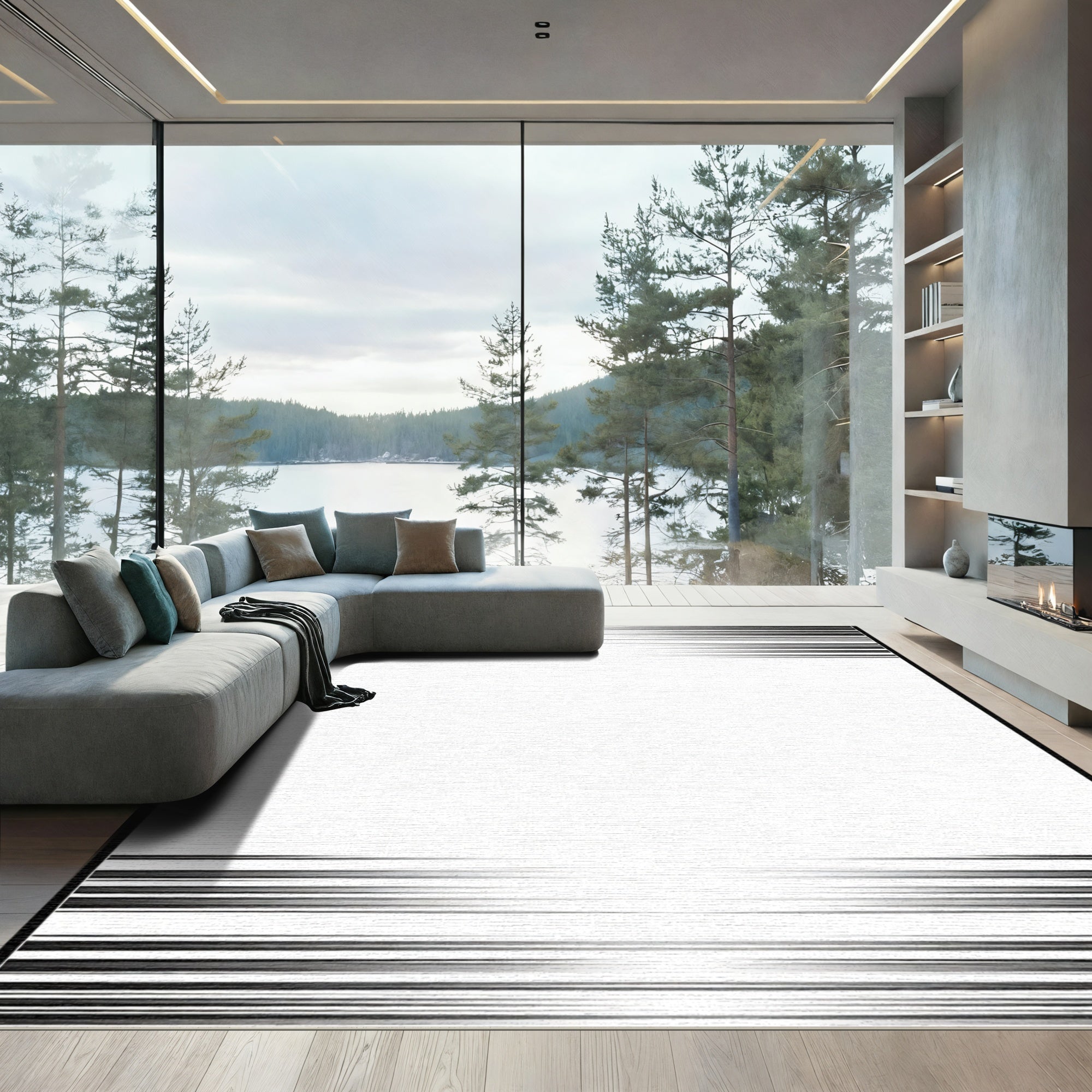 Dynamic Black Speed Lines Rug