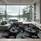 Gray Abstract Flowing Form Rug