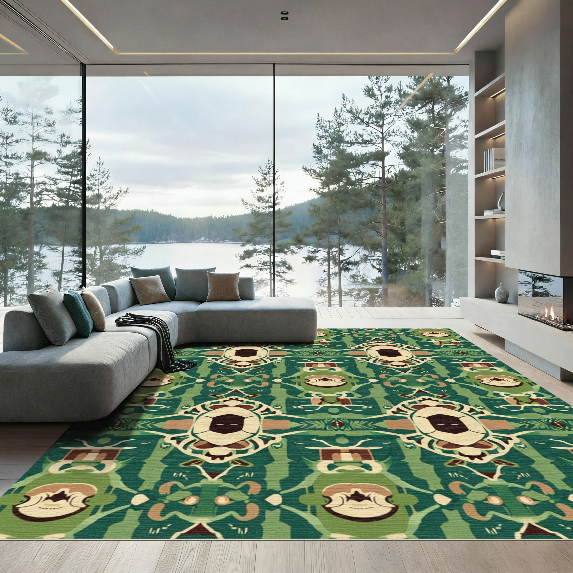 Green Earthy Tones Abstract Organic Rug