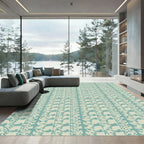Teal Houndstooth Geometric Overlap Rug