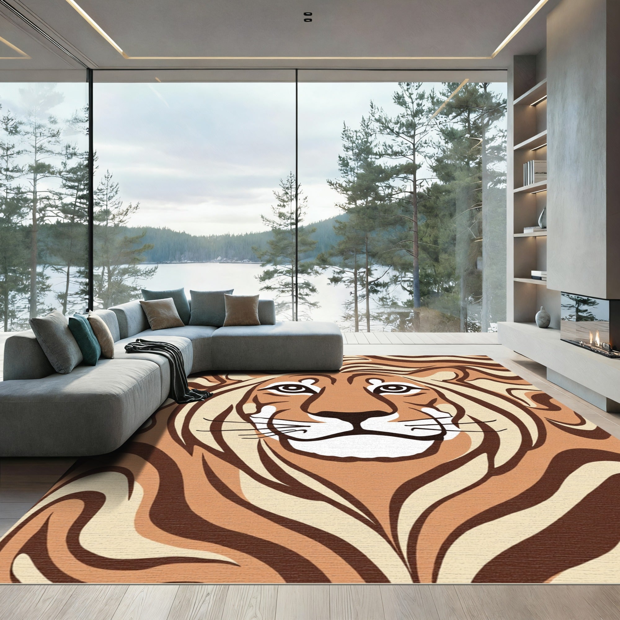 Bold Tiger Stripe Face Art Rug