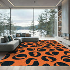 Bold Orange Black Organic Shapes Rug