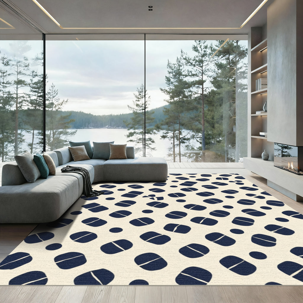 Navy Bone Abstract Scatter Rug