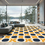 Orange Blue Geometric Oval Blossom Rug