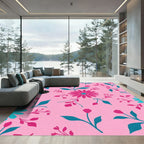 Pink Floral Medallion Swirl Rug