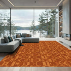 Rustic Pixelated Terracotta Basketweave Rug