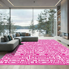 Pink Cartoon Character Maze Rug