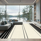 Modern Black and Ivory Stripe Rug