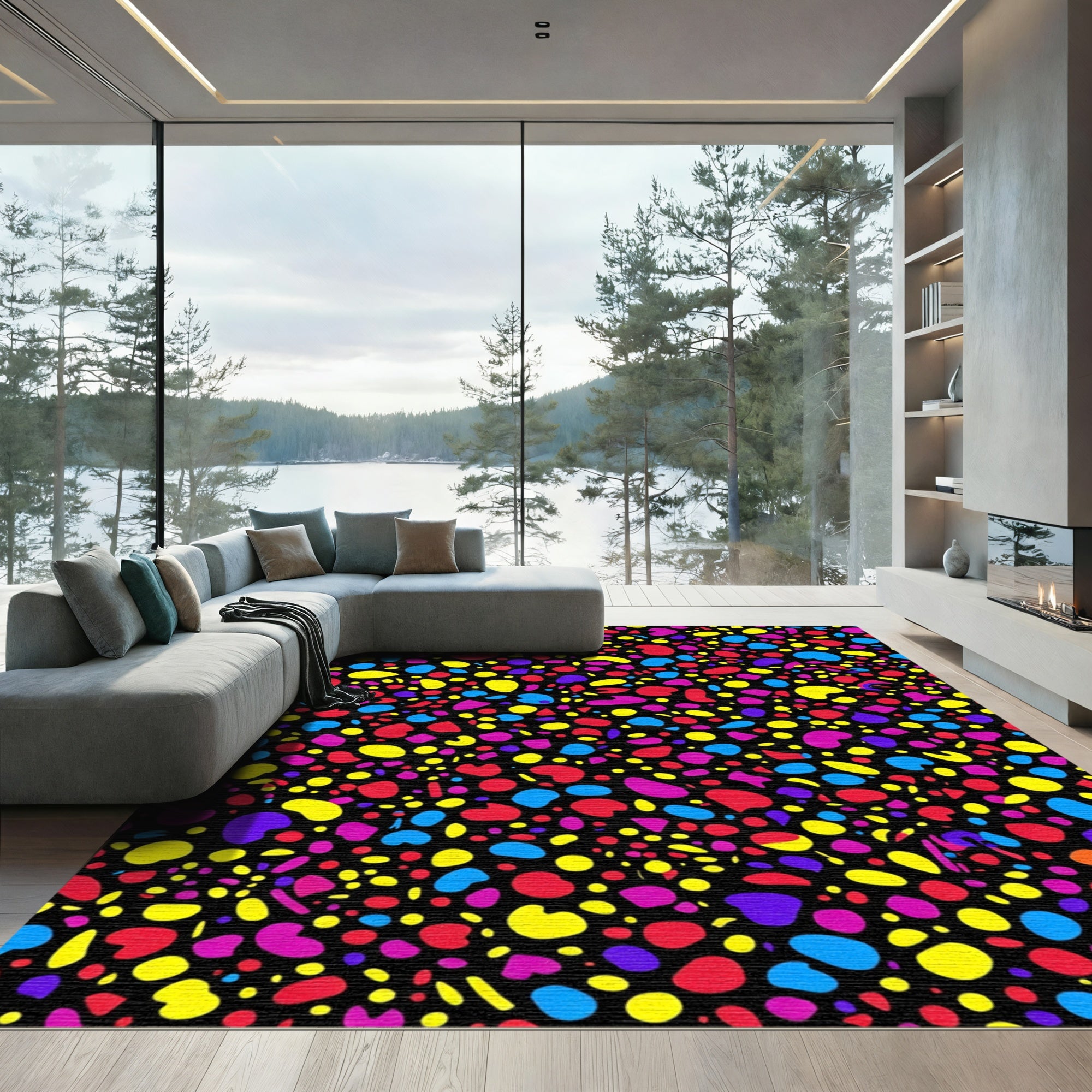 Blotchy Confetti Dot Pattern Rug
