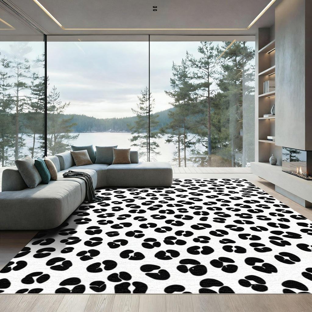 Bold Black Leopard Spots Rug