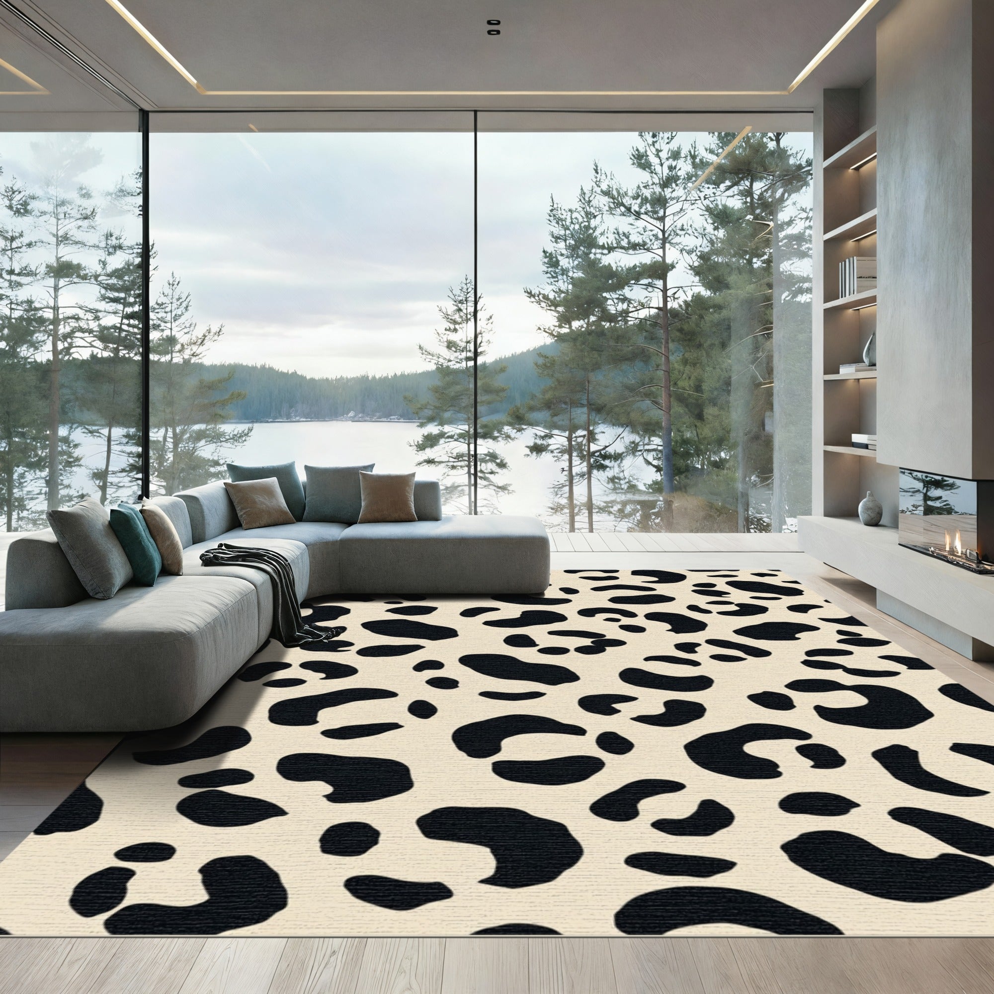 Classic Black Leopard Spot Rug