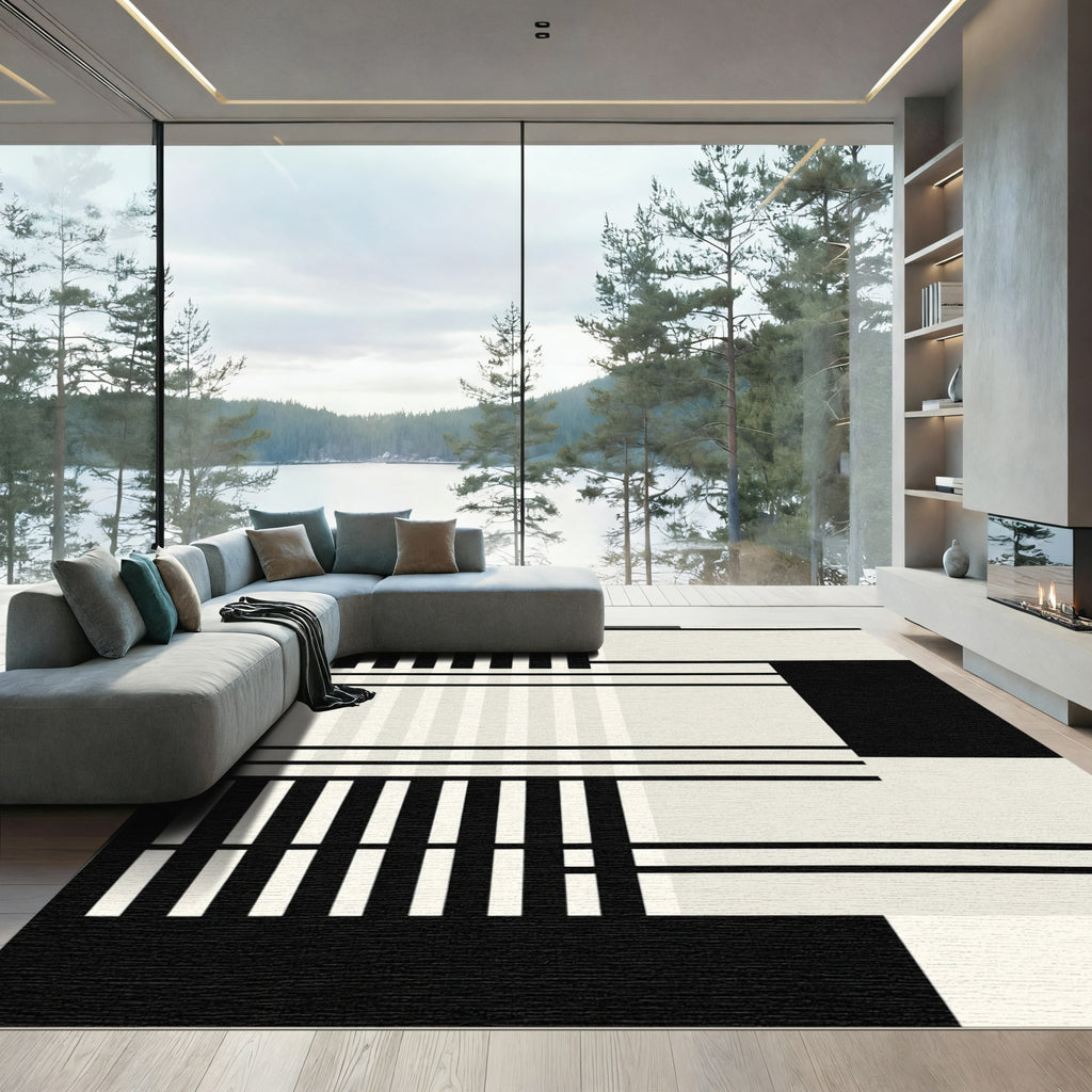 Monochromatic Geometric Stripe Abstract Rug