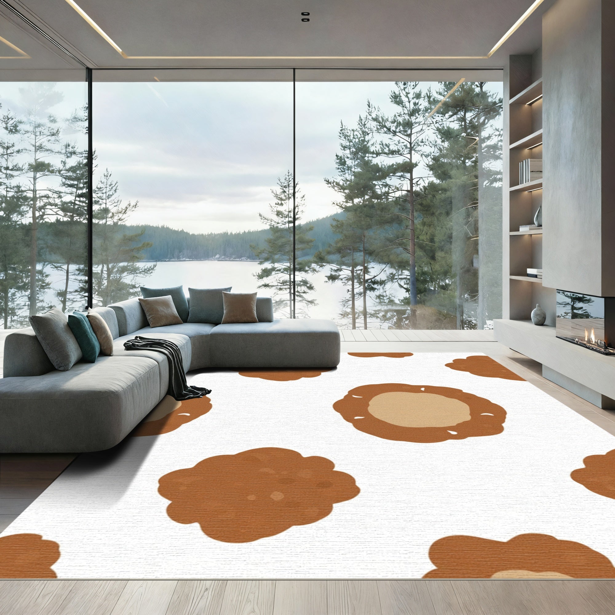 Brown Textured Rounds Repeat Rug