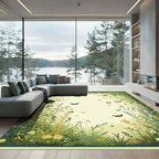 Whimsical Green Butterfly Meadow Rug