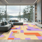 Geometric Lavender Cream Orange Shapes Rug
