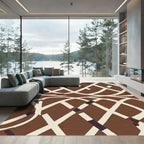 Brown and Cream Woven Abstract Rug