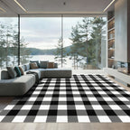 Black White Gingham Checkered Rug