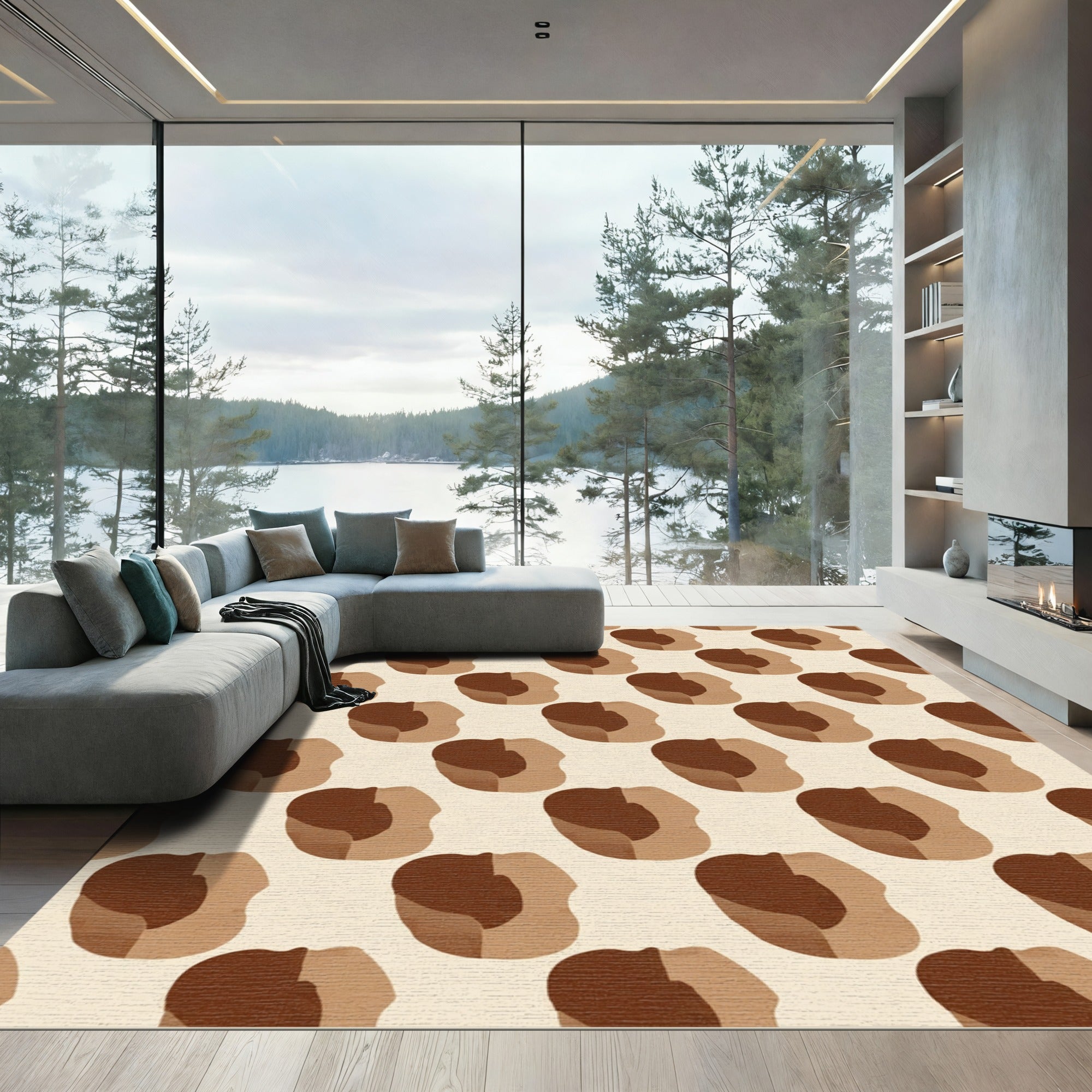 Earthy Chocolate Abstract Spot Rug