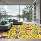 Vibrant Purple Orange Butterfly Garden Rug